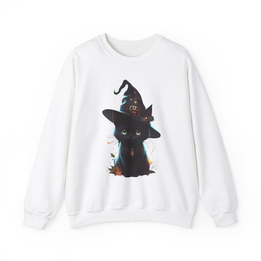 Halloween Black Cat Sweatshirt, Crewneck, unique, heavy weight, available in 4 colors and 6 sizes