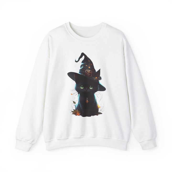 Halloween Black Cat Sweatshirt, Crewneck, unique, heavy weight, available in 4 colors and 6 sizes