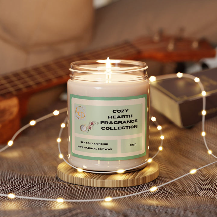 Cozy Hearth Fragrance Collection: Sea Salt & Orchid Scented Soy Candle, 9oz