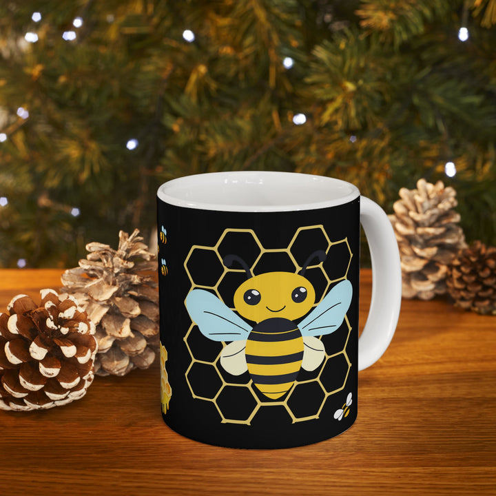 Bee Mug, (11oz, 15oz) Ceramic Mug, Unique Design, great Gift Idea, create Home Brew Joy