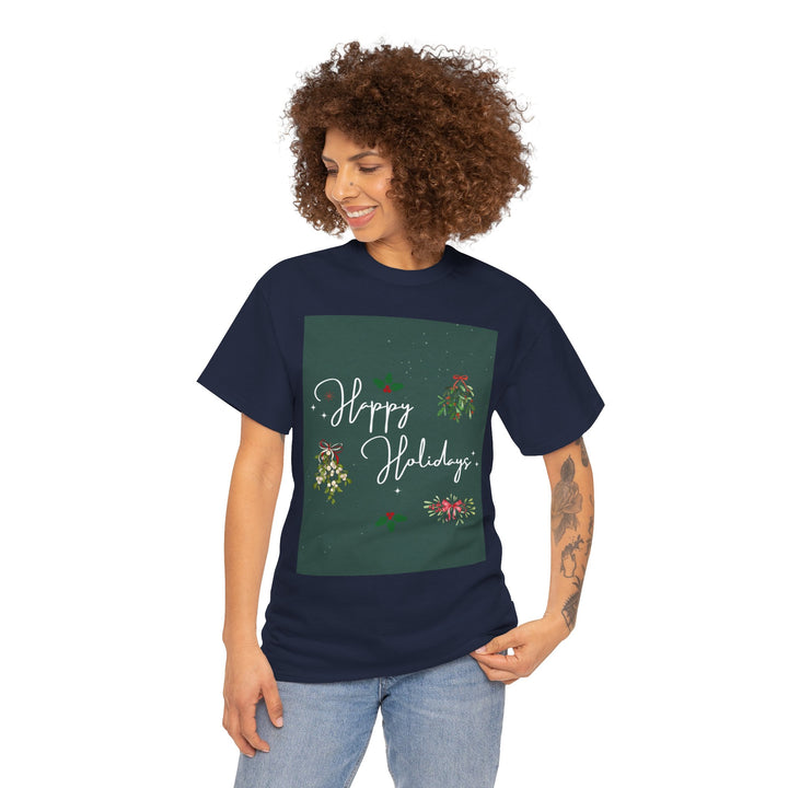 Happy Holidays & Mistletoe T-shirt, Unisex, Christmas, 10 colors, 8 sizes