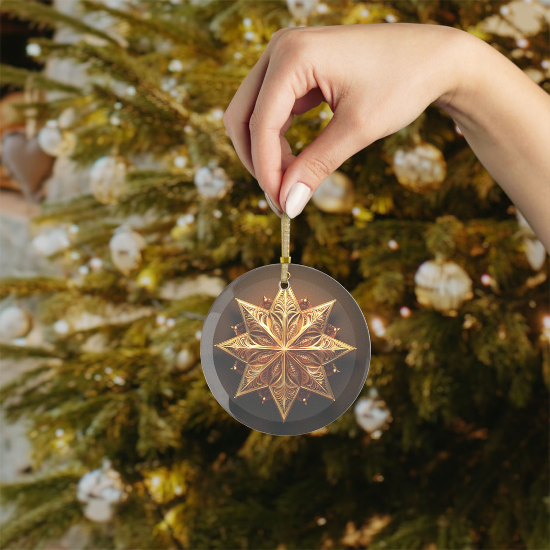 Gold Star Glass Ornaments, Christmas, holiday decorations, your choice of 1, 5, or 10 ornaments
