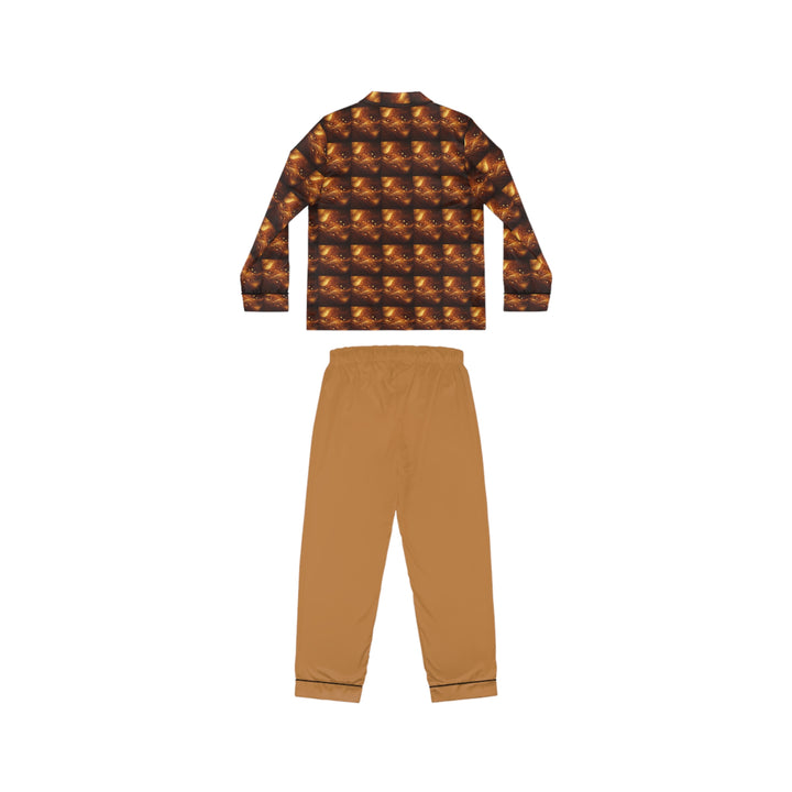 Women's Brown & Gold Satin Pajamas (AOP)