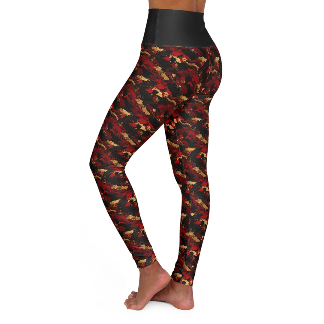 Woman's Red & Gold High Waisted Yoga Leggings