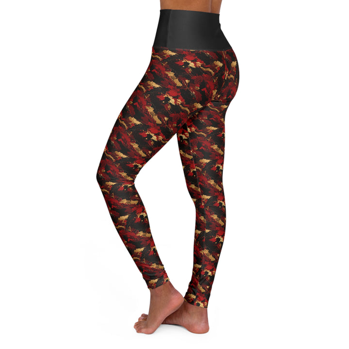 Woman's Red & Gold High Waisted Yoga Leggings