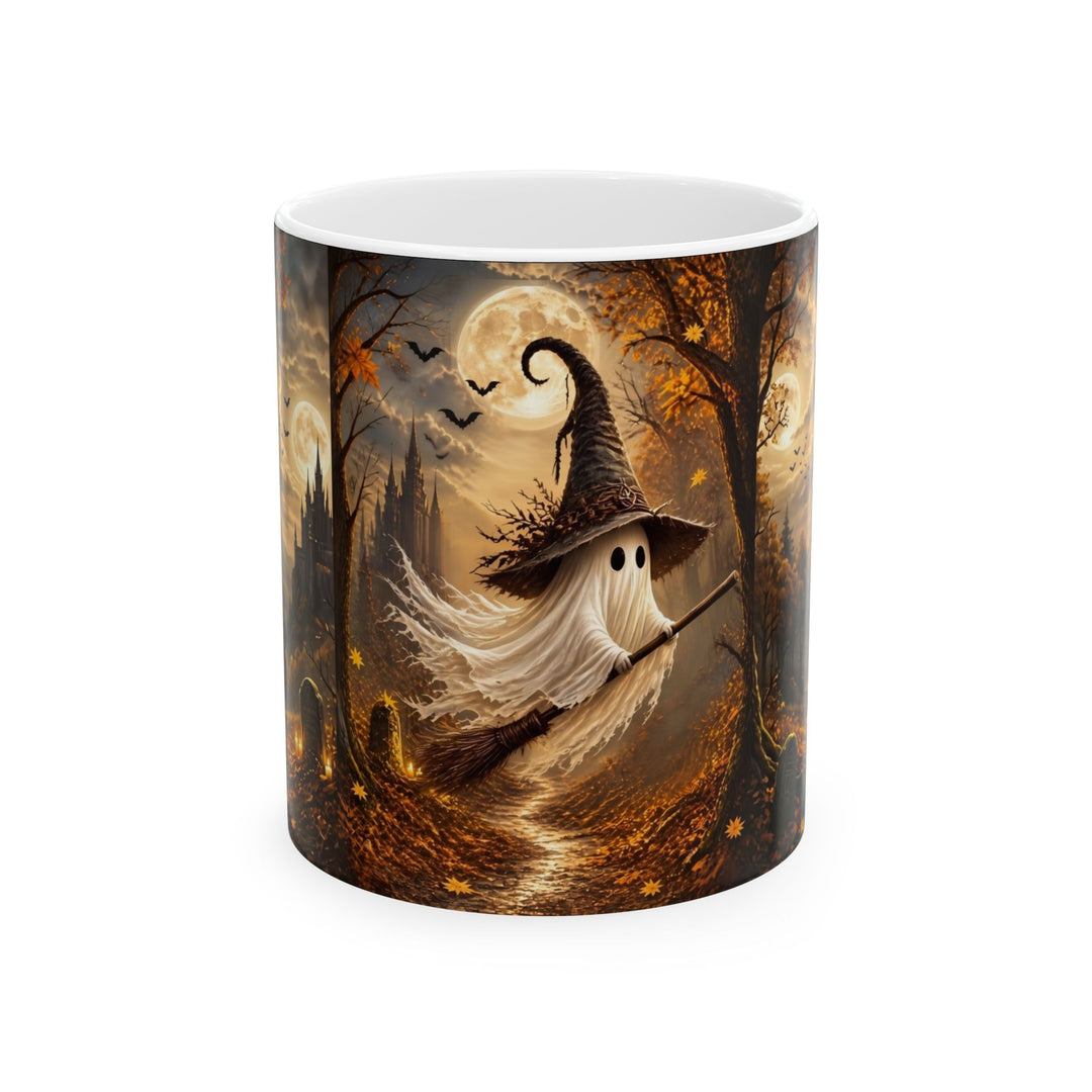 Halloween Ghost Witch Ceramic Mug – Cute Spooky 11oz Coffee Cup