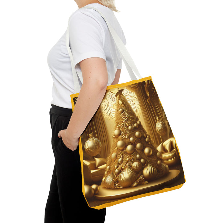 Holiday Gold Christmas Tree Shopping Tote Bag, 3 sizes