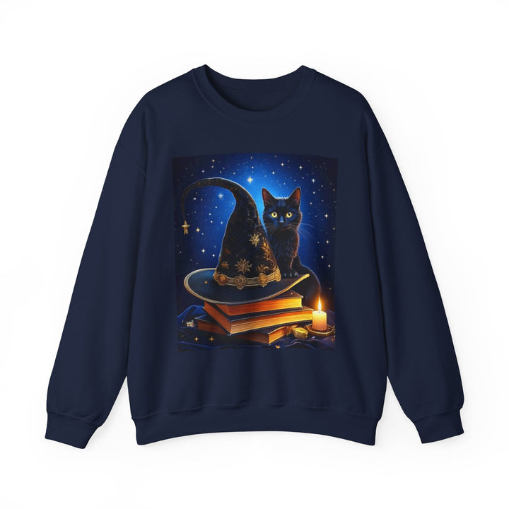 Witches' Hat & Cat Sweatshirt, Crewneck, no Hood, heavy weight, available in 4 colors, 6 sizes