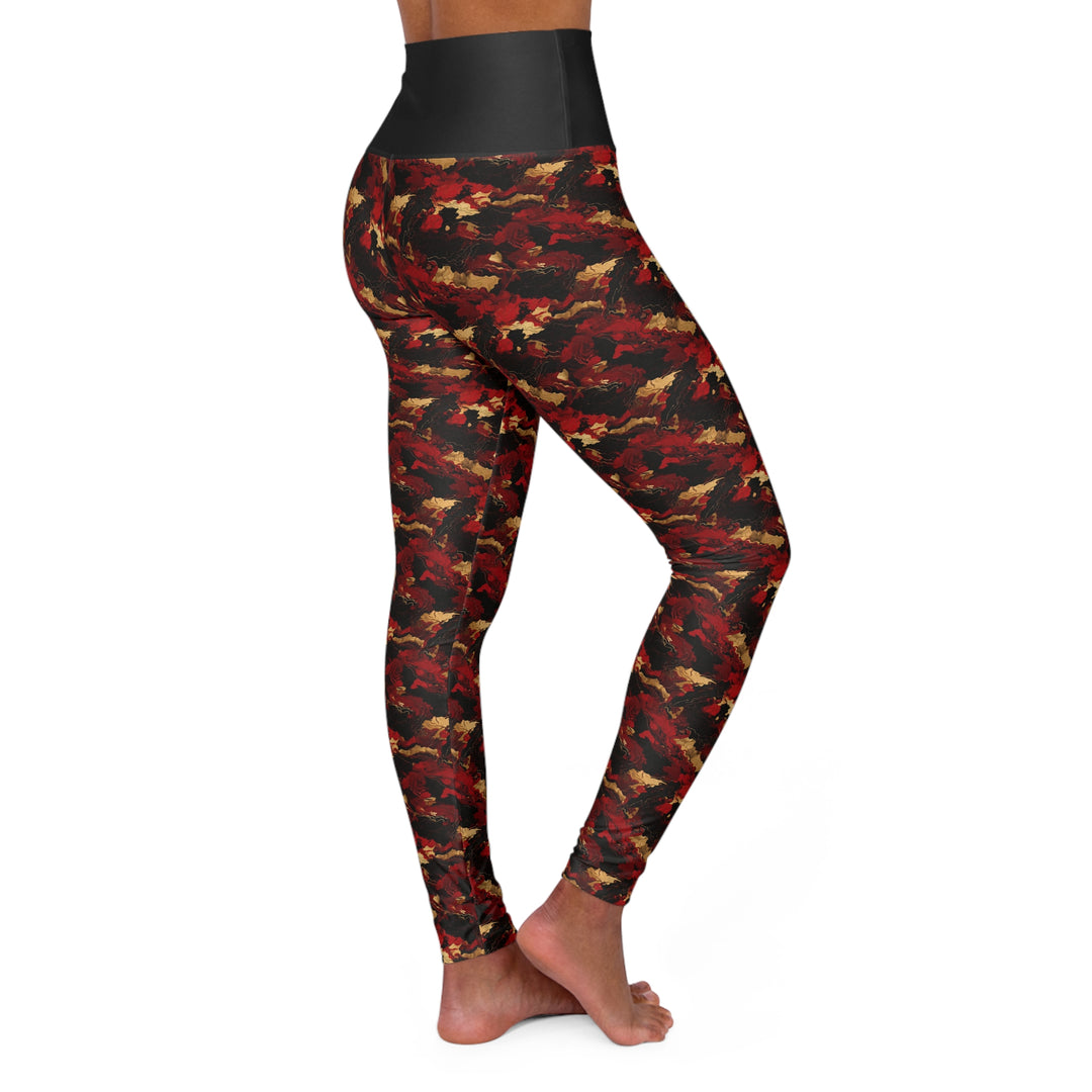 Woman's Red & Gold High Waisted Yoga Leggings