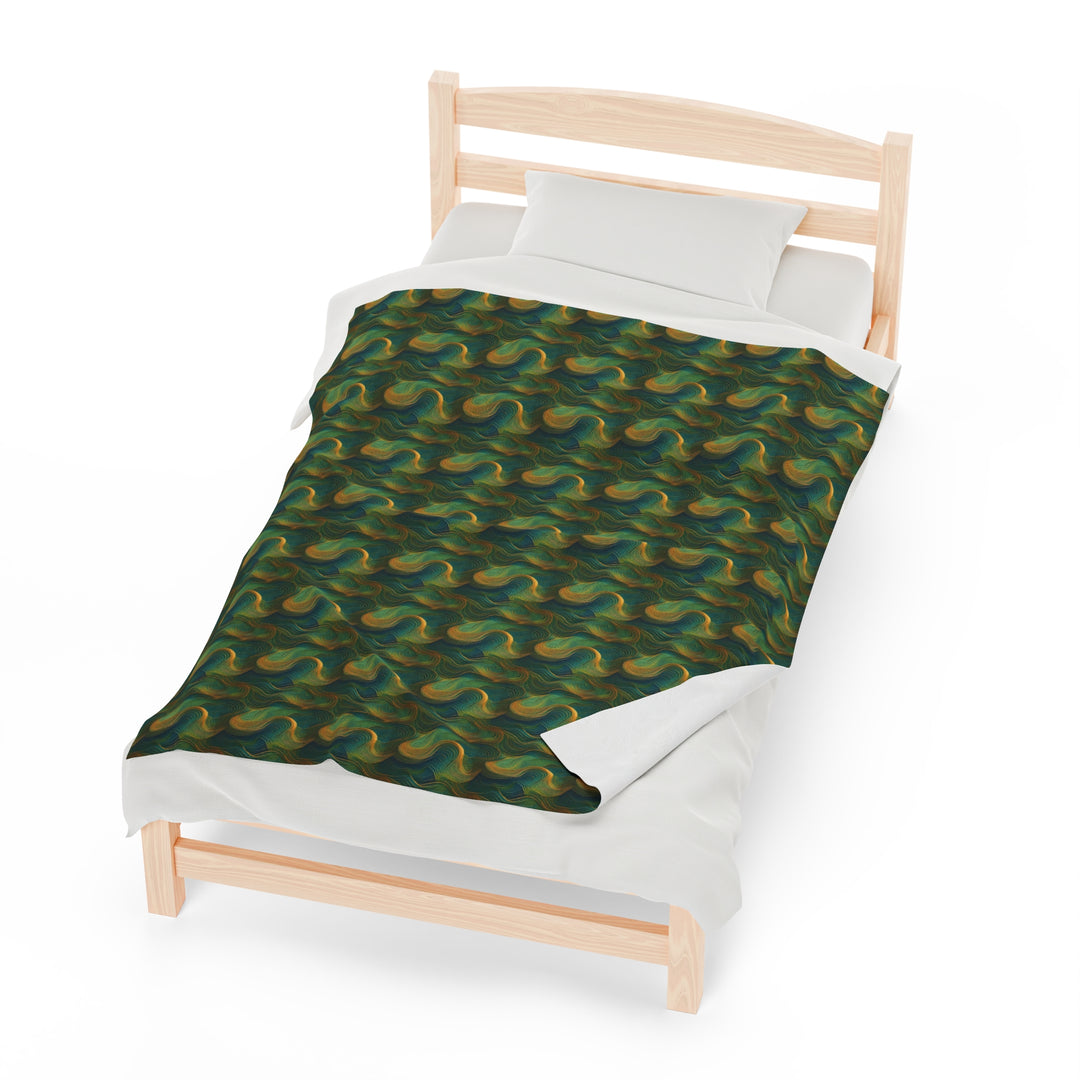 Green Swirls Velveteen Plush Blanket, 3 sizes, TikTok ready