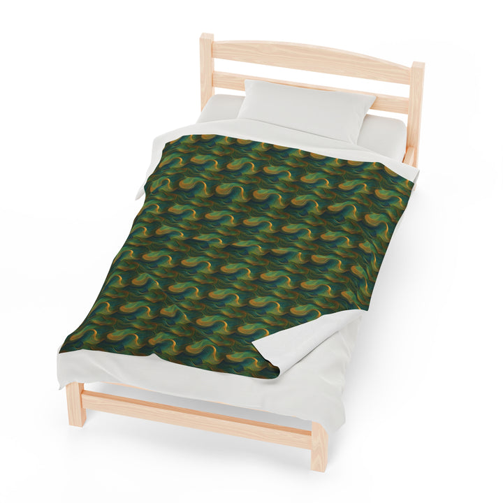 Green Swirls Velveteen Plush Blanket, 3 sizes, TikTok ready