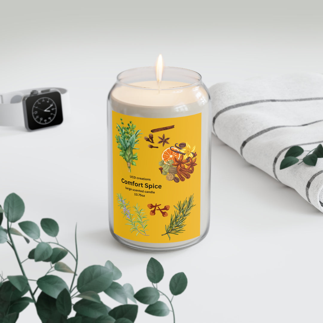 UCD creations Comfort Spice Scented Candle, 13.75oz, natural soy wax. cotton wick