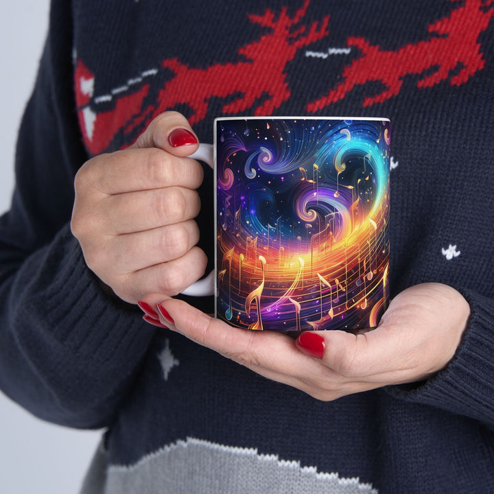 Music Notes 11oz,15oz Ceramic Mug, , Unique Design, Great Gift Idea, create Home Brew Joy
