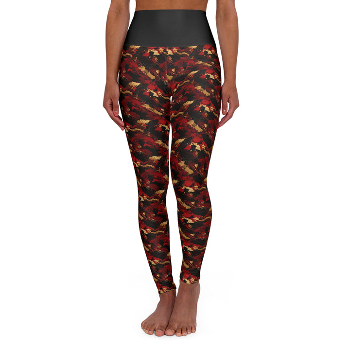 Woman's Red & Gold High Waisted Yoga Leggings