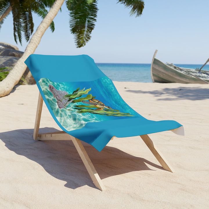 Lazy Turtle Beach Towel - Tropical Beach Towel, Summer Pool Accessory, Vacation Essentials, Fun Beach Design