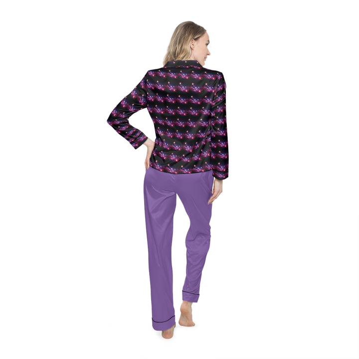 Women's Purple & Gold Satin Pajamas (AOP)