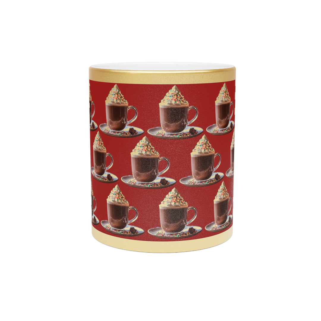 Hot Chocolate Christmas Cheer Metallic Mug (Gold)