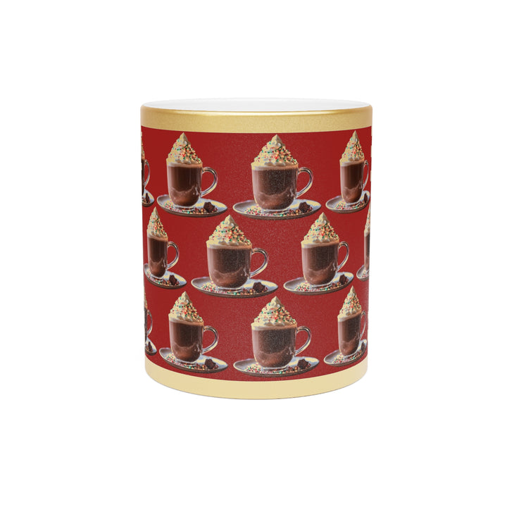 Hot Chocolate Christmas Cheer Metallic Mug (Gold)