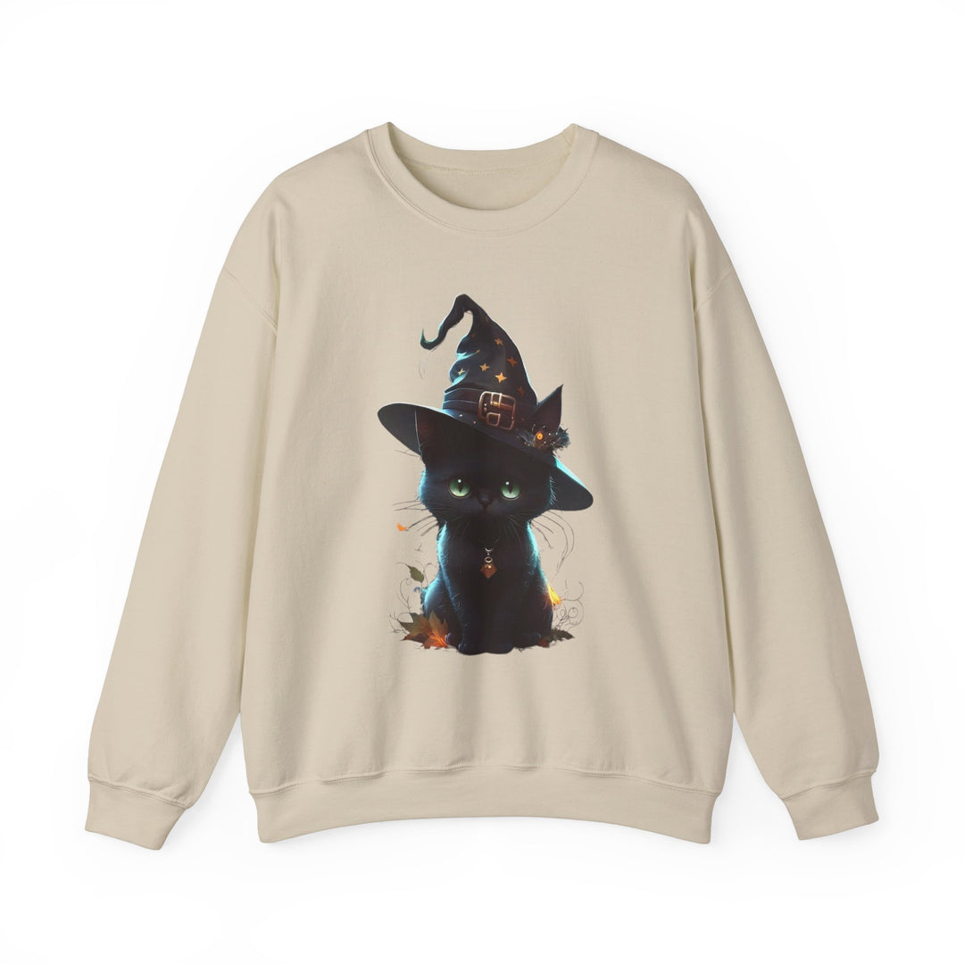 Halloween Black Cat Sweatshirt, Crewneck, unique, heavy weight, available in 4 colors and 6 sizes