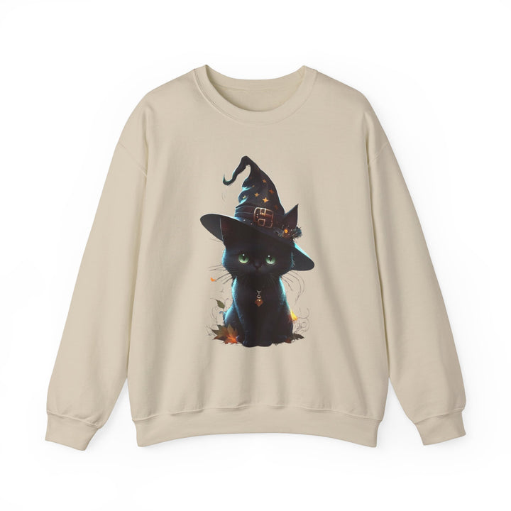 Halloween Black Cat Sweatshirt, Crewneck, unique, heavy weight, available in 4 colors and 6 sizes