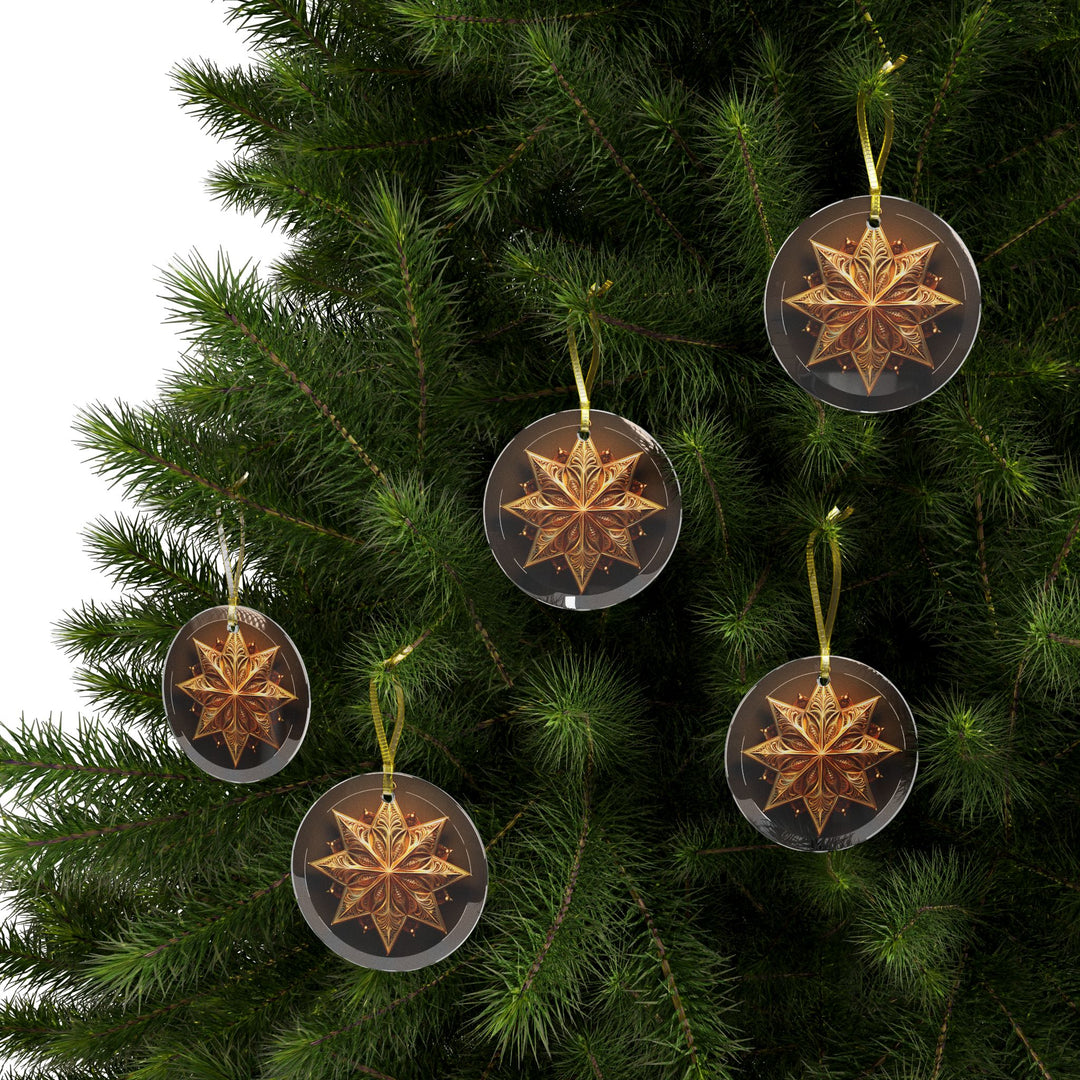 Gold Star Glass Ornaments, Christmas, holiday decorations, your choice of 1, 5, or 10 ornaments