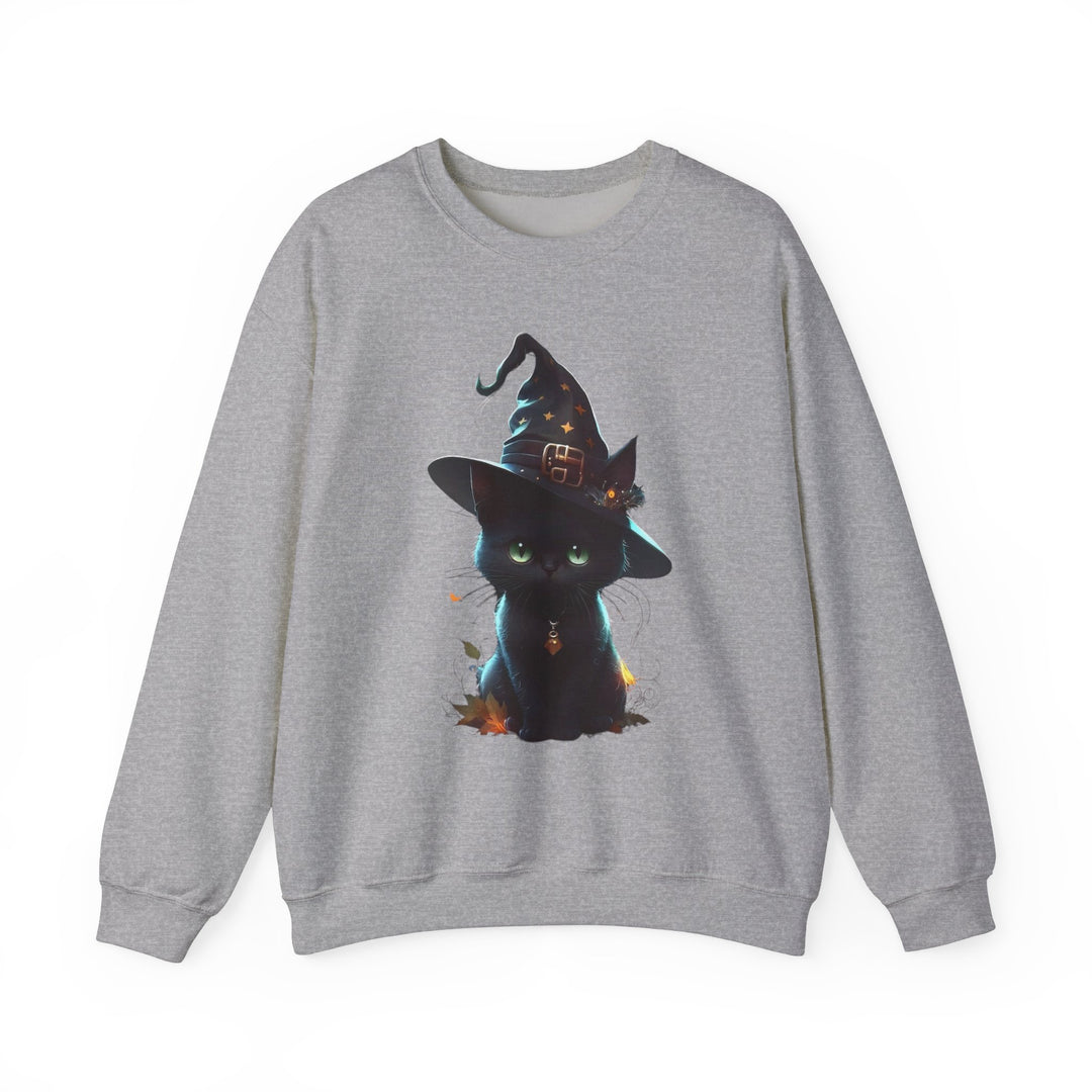 Halloween Black Cat Sweatshirt, Crewneck, unique, heavy weight, available in 4 colors and 6 sizes