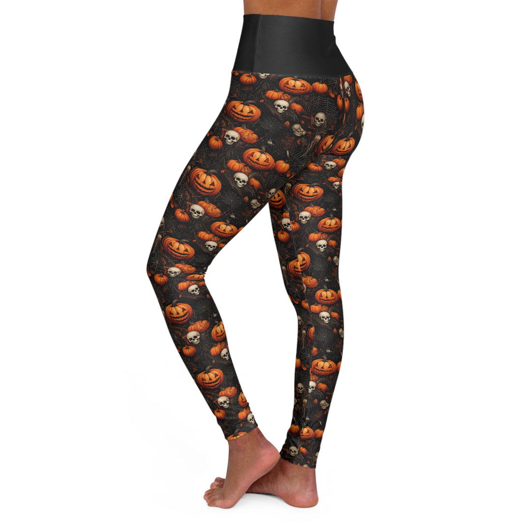 Woman's Halloween Pumpkin Skull High Waisted Yoga Leggings