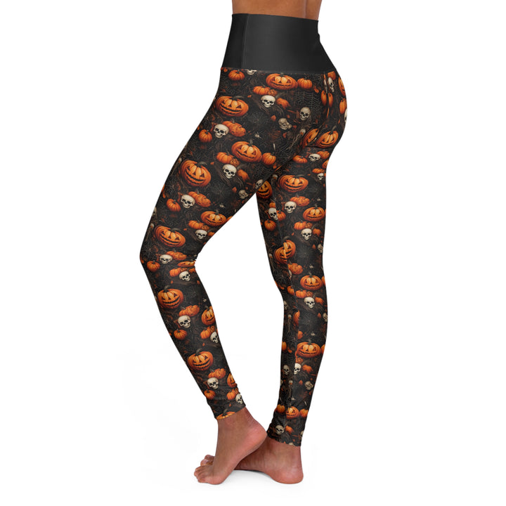 Woman's Halloween Pumpkin Skull High Waisted Yoga Leggings