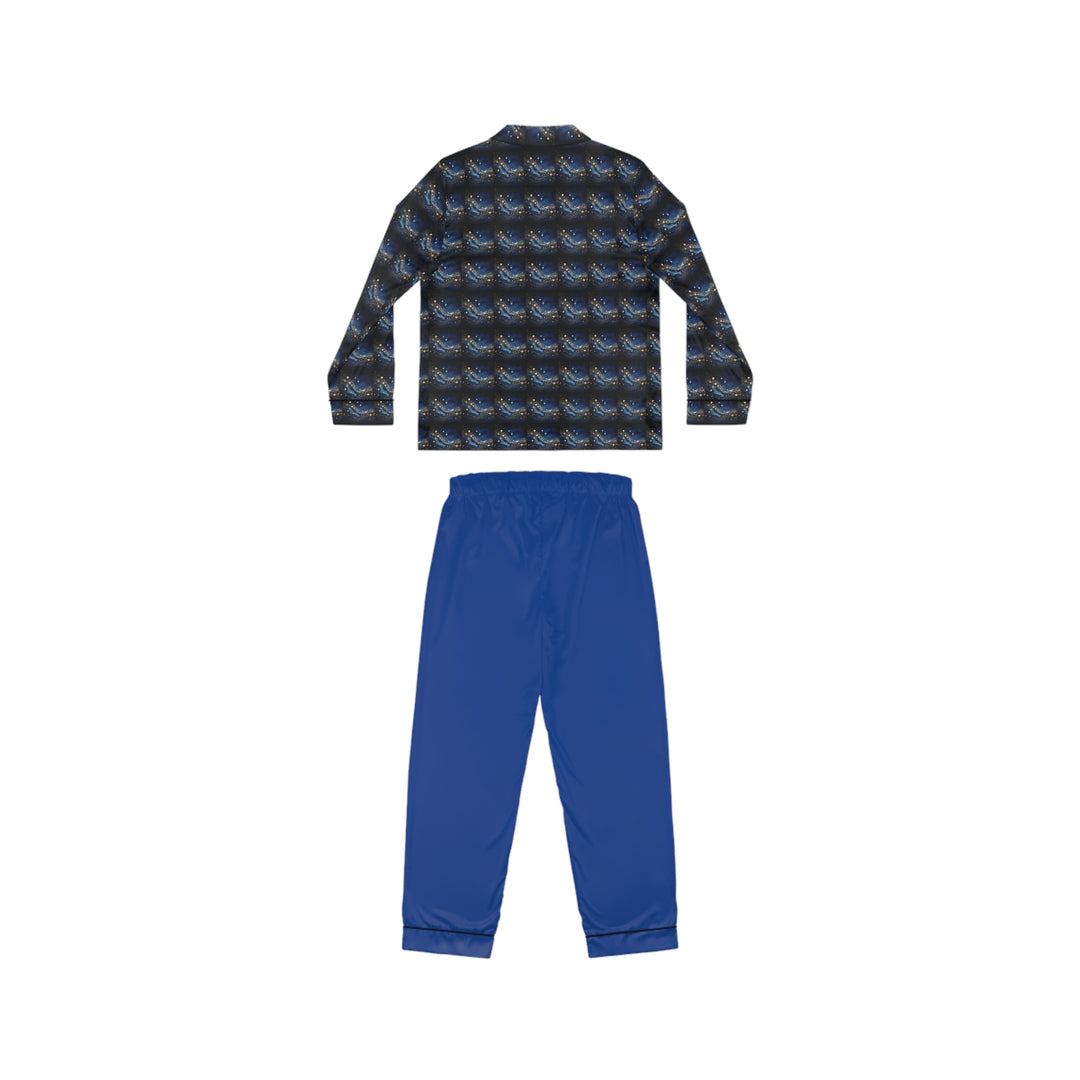 Women's Blue & Gold Satin Pajamas (AOP)