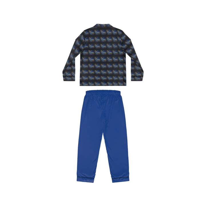 Women's Blue & Gold Satin Pajamas (AOP)