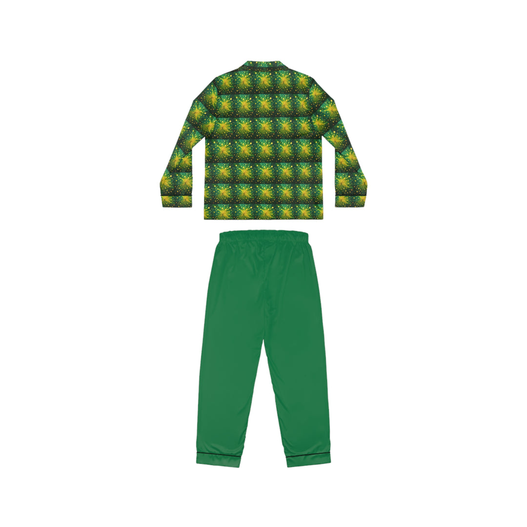 Women's Green & Yellow Satin Pajamas (AOP)