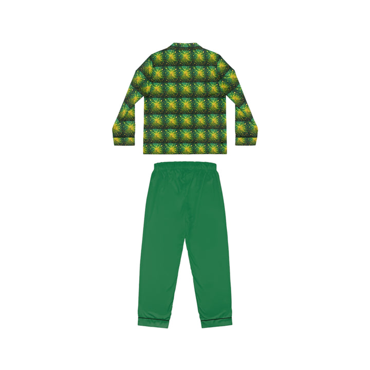 Women's Green & Yellow Satin Pajamas (AOP)