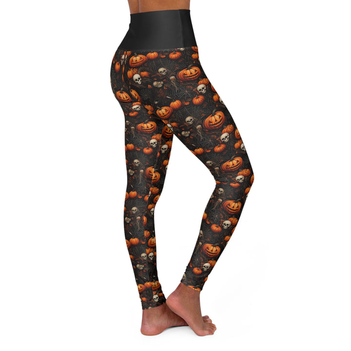 Woman's Halloween Pumpkin Skull High Waisted Yoga Leggings