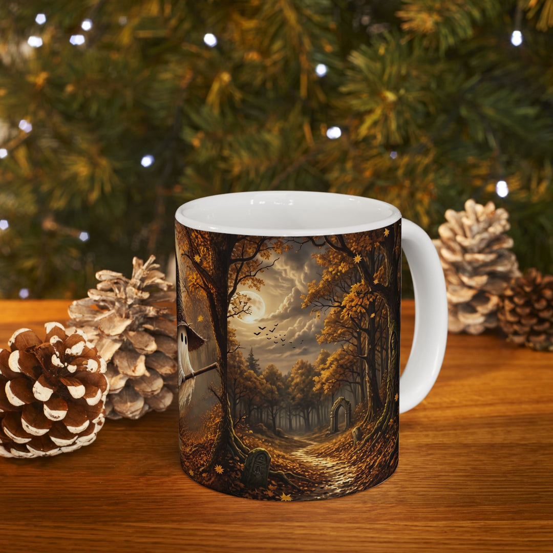 Halloween Ghost Witch Ceramic Mug – Cute Spooky 11oz Coffee Cup
