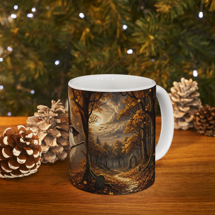 Halloween Ghost Witch Ceramic Mug – Cute Spooky 11oz Coffee Cup