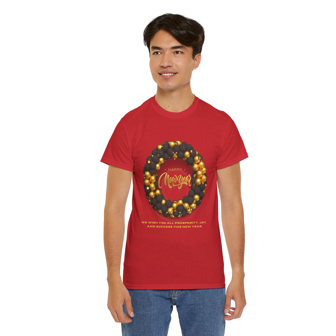Black & Gold Christmas Wreath T-shirt, Unisex