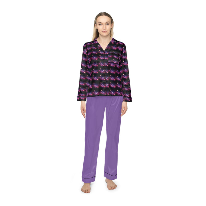 Women's Purple & Gold Satin Pajamas (AOP)