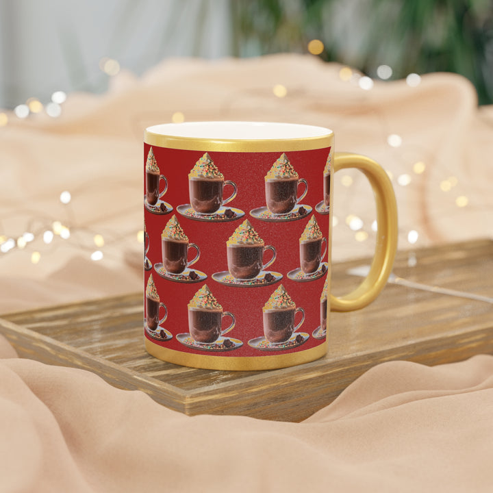 Hot Chocolate Christmas Cheer Metallic Mug (Gold)