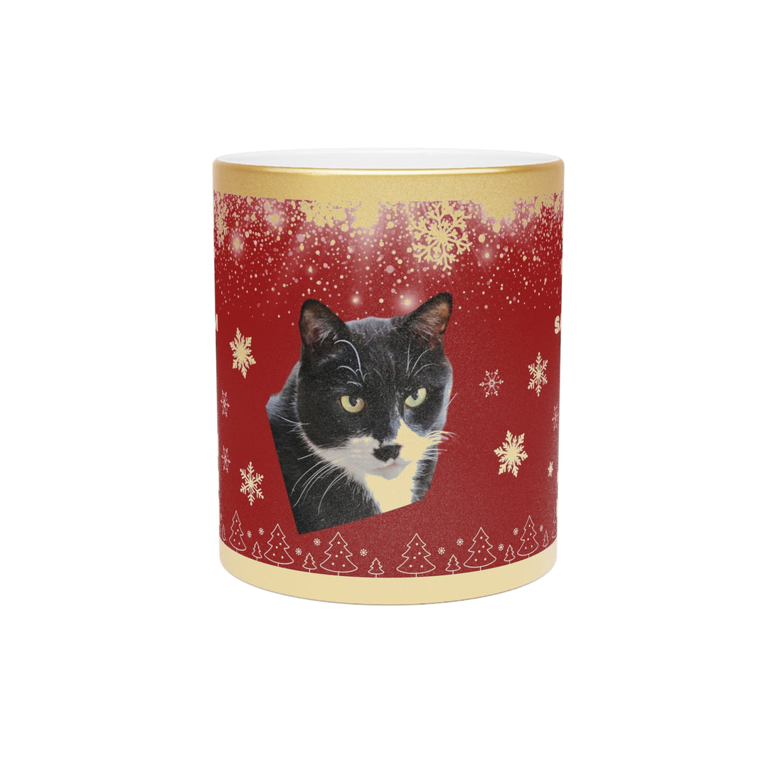 My cat "SAM" Christmas Cheer Metallic Mug (Gold)