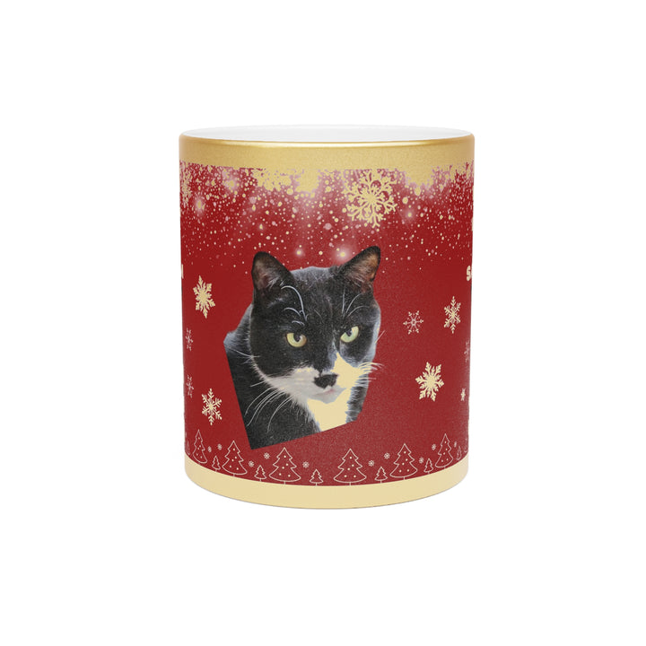 My cat "SAM" Christmas Cheer Metallic Mug (Gold)