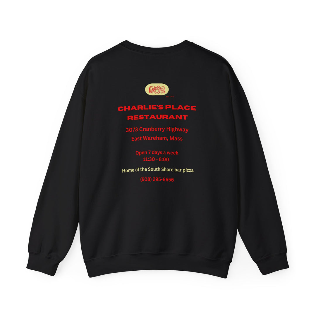 Charlie's Place Work Sweatshirt, Crewneck, two-sided (front & back), heavy weight, available in 6 colors, 6 sizes