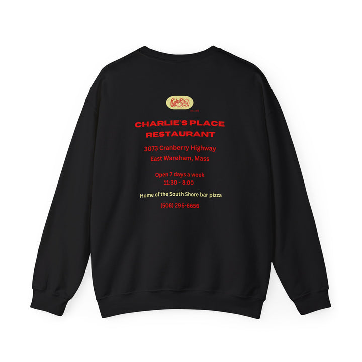 Charlie's Place Work Sweatshirt, Crewneck, two-sided (front & back), heavy weight, available in 6 colors, 6 sizes