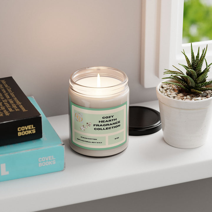 Cozy Hearth Fragrance Collection: Clean Cotton Scented Soy Candle, 9oz
