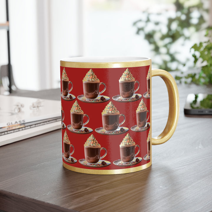 Hot Chocolate Christmas Cheer Metallic Mug (Gold)