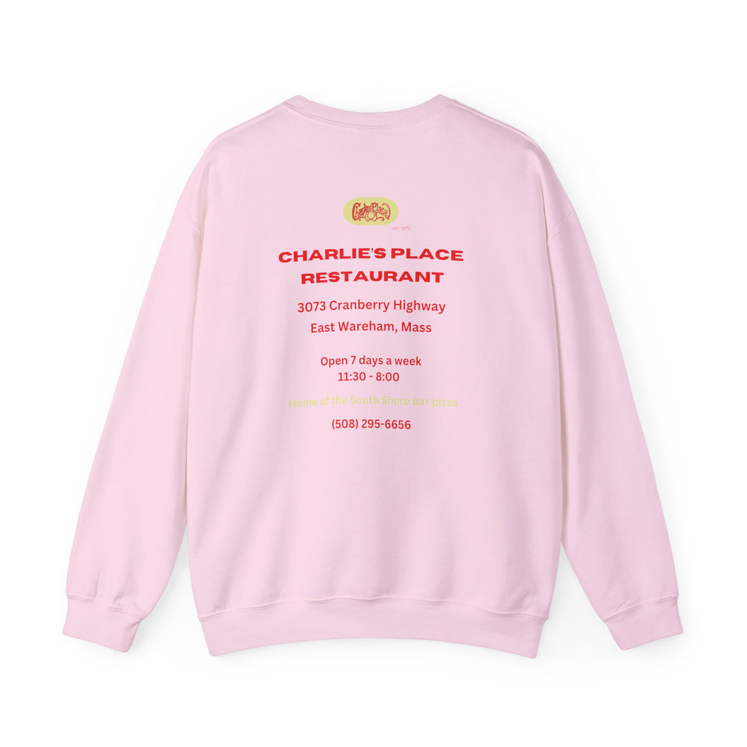 Charlie's Place Work Sweatshirt, Crewneck, two-sided (front & back), heavy weight, available in 6 colors, 6 sizes