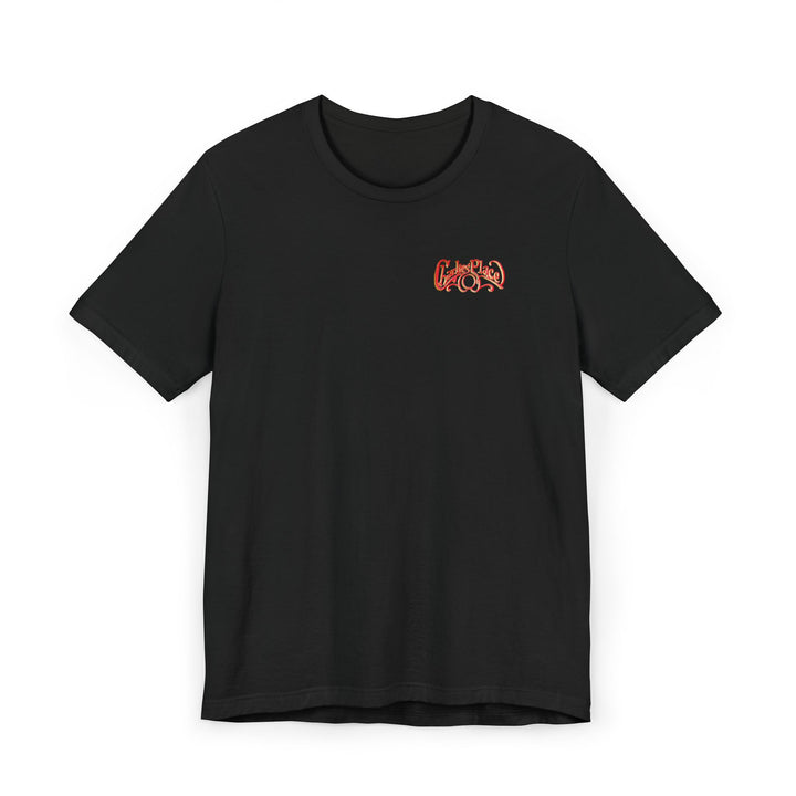 Charlie's Place Work T-Shirt, two sided (front & back image), crew neck, Available in 7 colors, 8 sizes