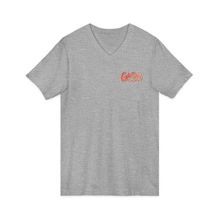 Charlie's Place Work T-shirt, V-Neck, two sided (front & back), 6 colors, 5 sizes