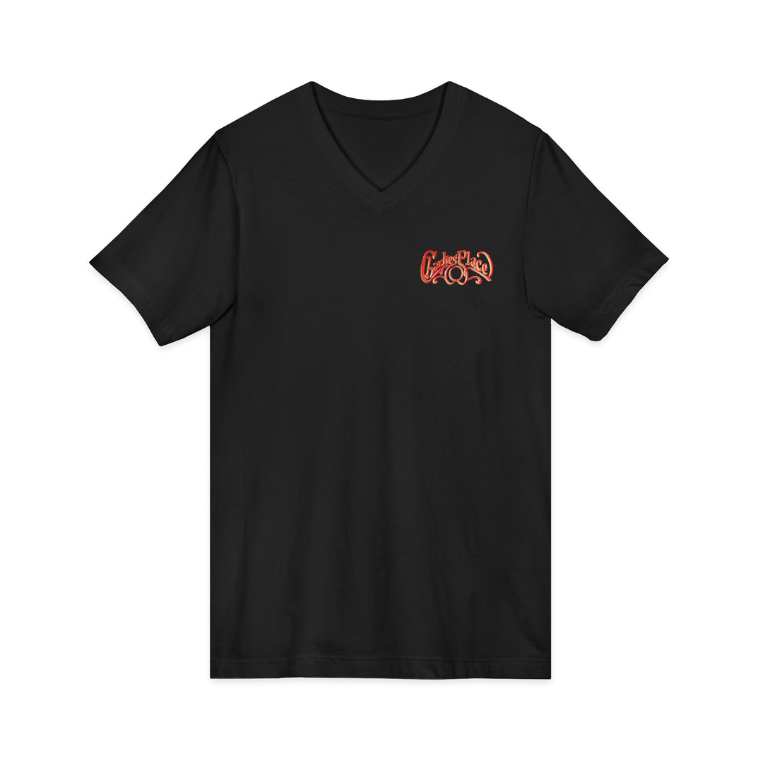 Charlie's Place Work T-shirt, V-Neck, two sided (front & back), 6 colors, 5 sizes