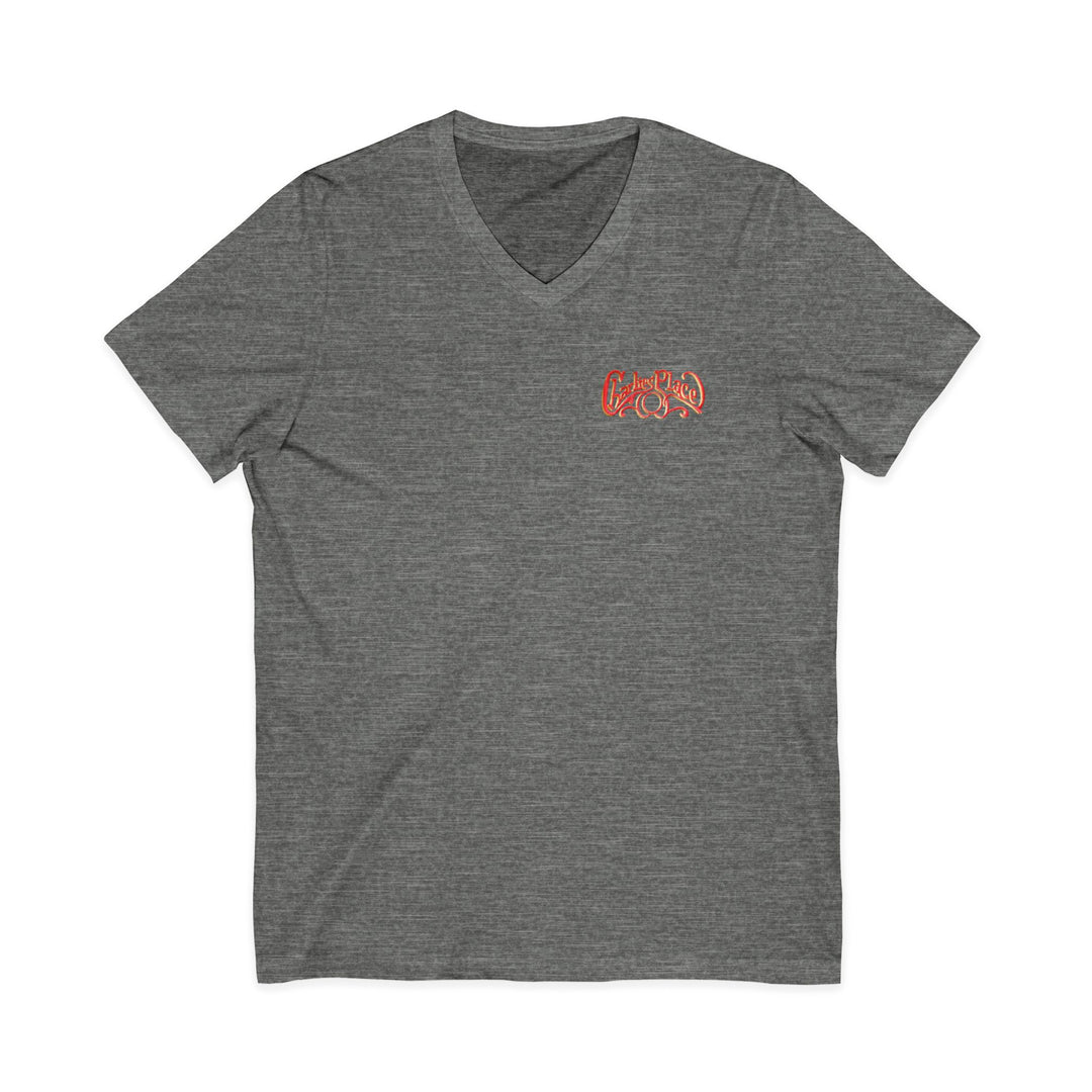 Charlie's Place Work T-shirt, V-Neck, two sided (front & back), 6 colors, 5 sizes