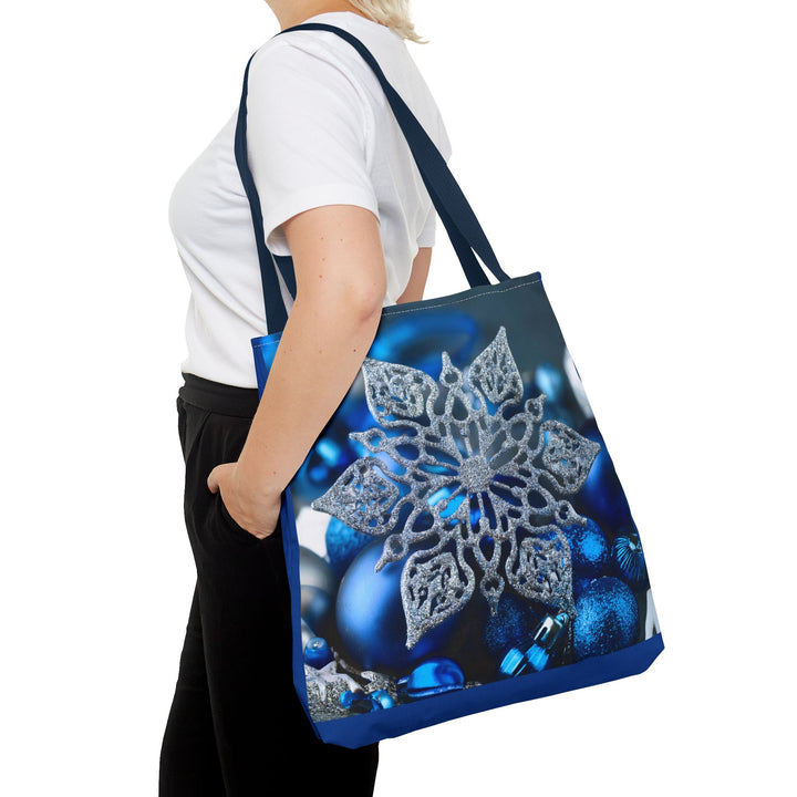 Holiday Blue Decorations Shopping Tote Bag, 3 sizes, Christmas